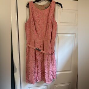 Eliza J Pink Floral Lace Midi Dress